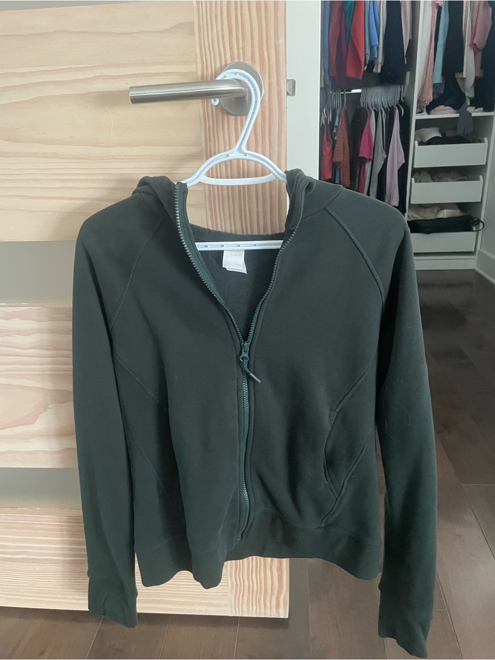 Lole Women's Dark Green Hooded Zip Jacket - medium